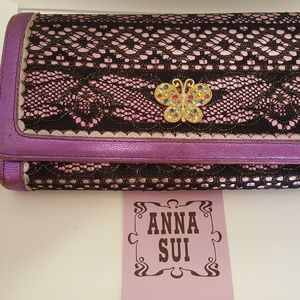 Anna Sui Wallet purple butterfly lace